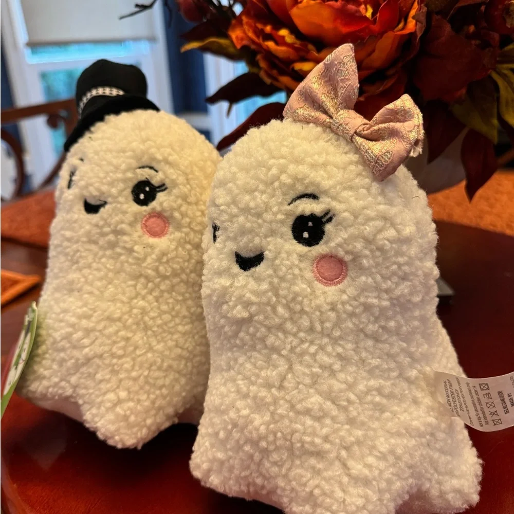 Ghost Party plush ghost couple Halloween fall decoration. Weighted stand up. 8” - Picture 3 of 6